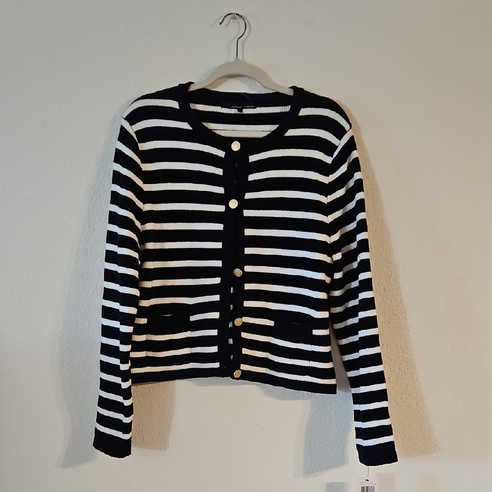 Amanda & Chelsea Classic Black and White Striped Cardigan